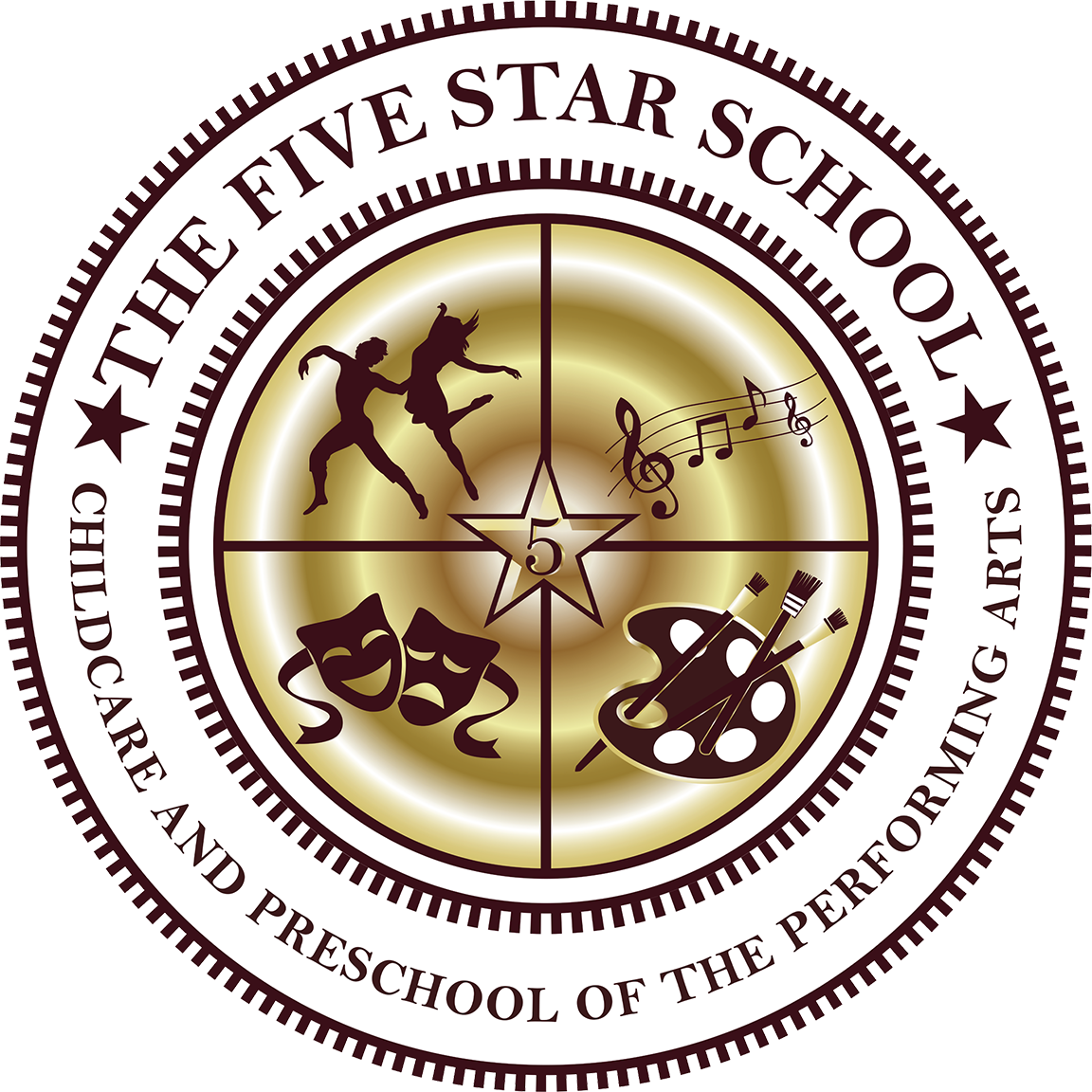 The logo for the five star school of the performing arts