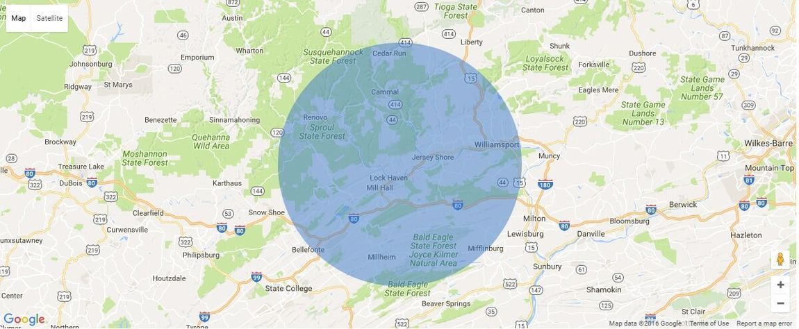 Map — Lock Haven, PA — Love Disposal, Inc.