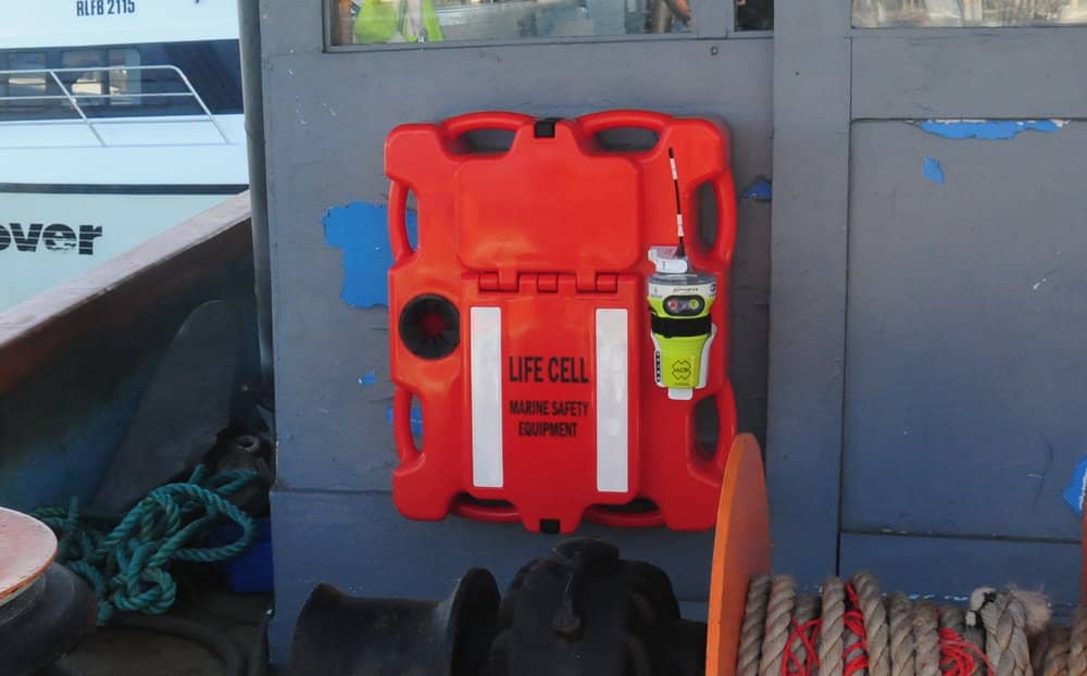 A life cell is attached to a wall on a boat LIFECELL products