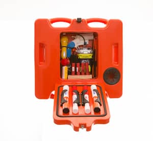 A red box with a bunch of tools inside of it LIFECELL products