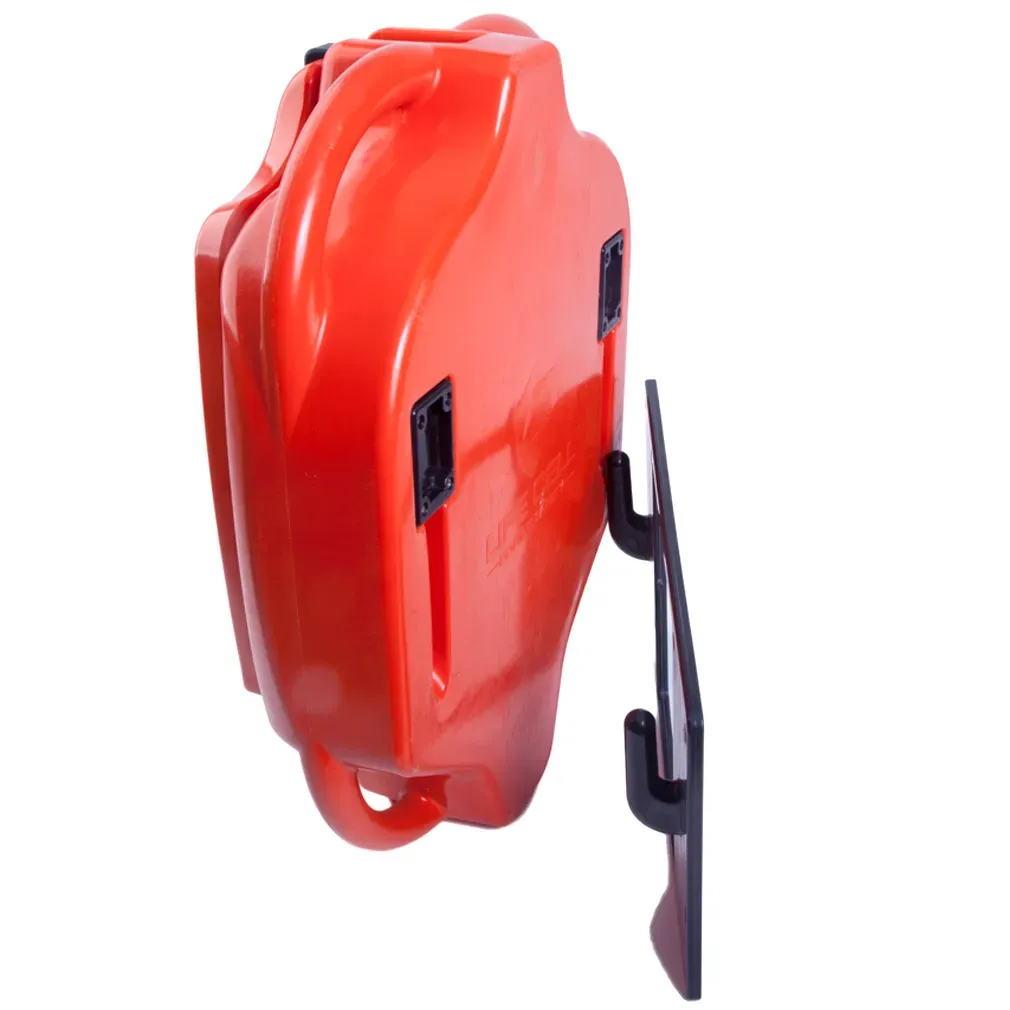 A red object with a black hook attached to it LIFECELL products