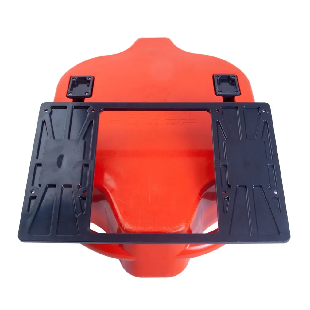 A red plastic object with a black frame on it LIFECELL products