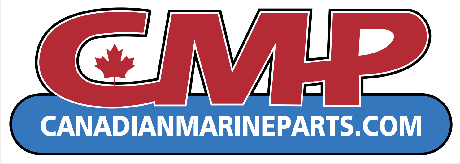 A logo for canadian marine parts with a maple leaf on it LIFECELL Client relationships
