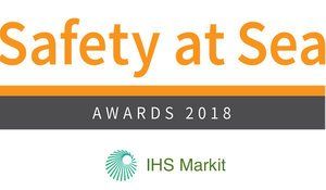 A logo for the safety at sea awards 2018 LIFECELL products