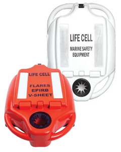A red and white life cell marine safety equipment LIFECELL products