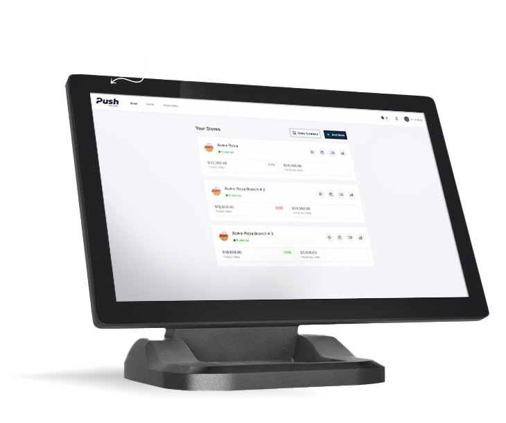 Online ordering system for restaurants - PushPOS mobile interface
