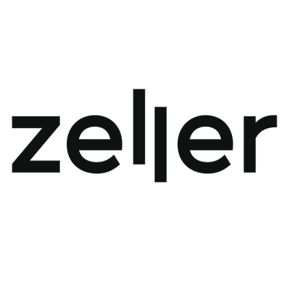 The word zeller is written in black on a white background.