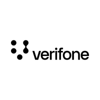 Verifone logo, a sleek green and black design with a modern 'V,' symbolising advanced payment technology.
