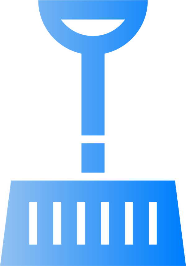 A blue icon of a shovel