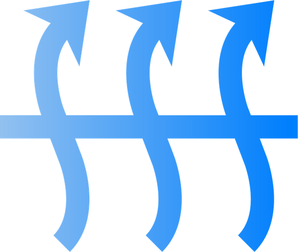 Three blue arrows pointing up icon