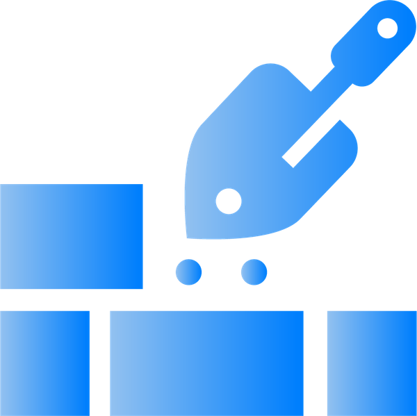 Blue bricks and shovel icon