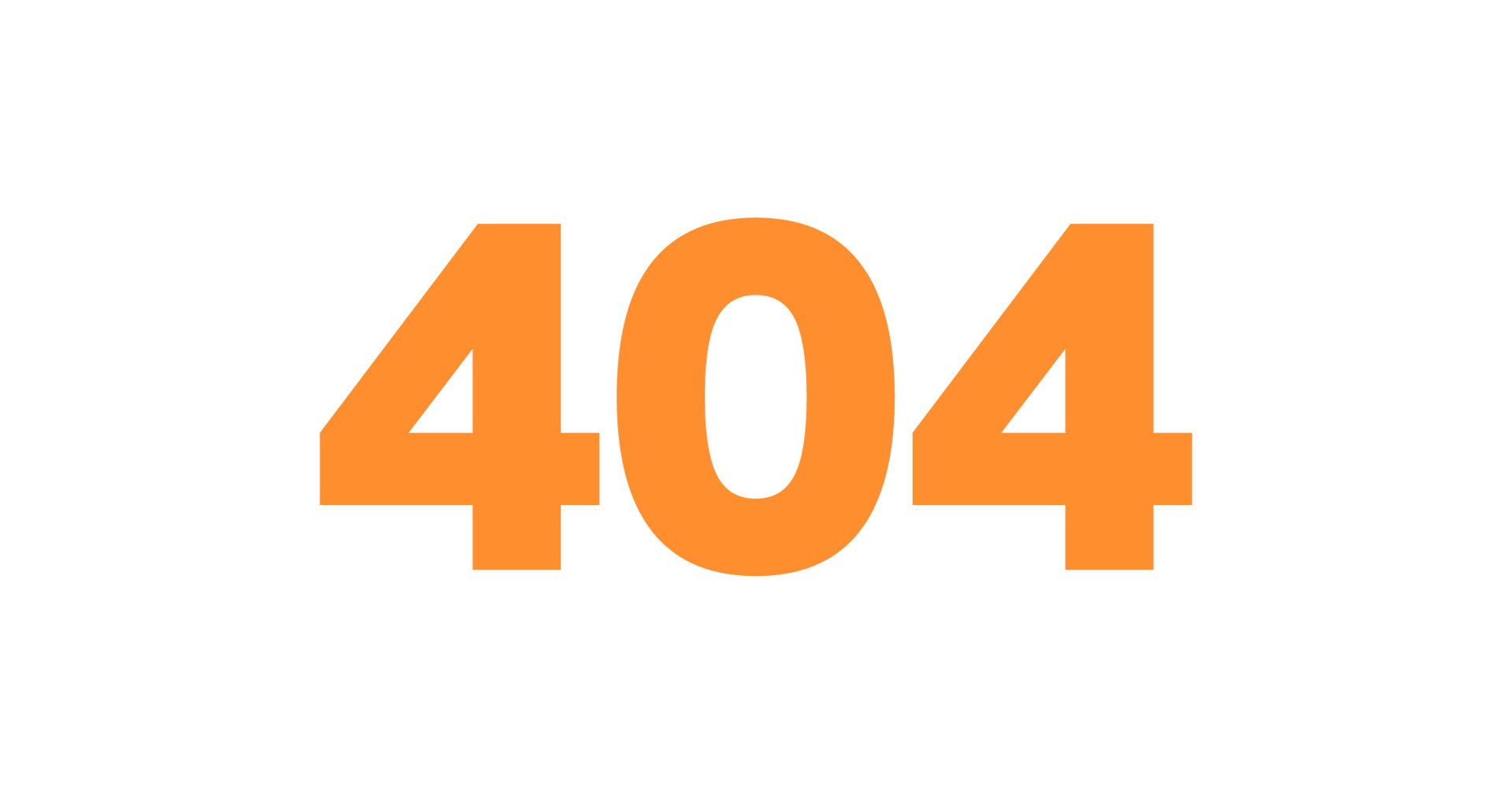 Large orange ‘404’ error message displayed on a black background indicating missing webpage.