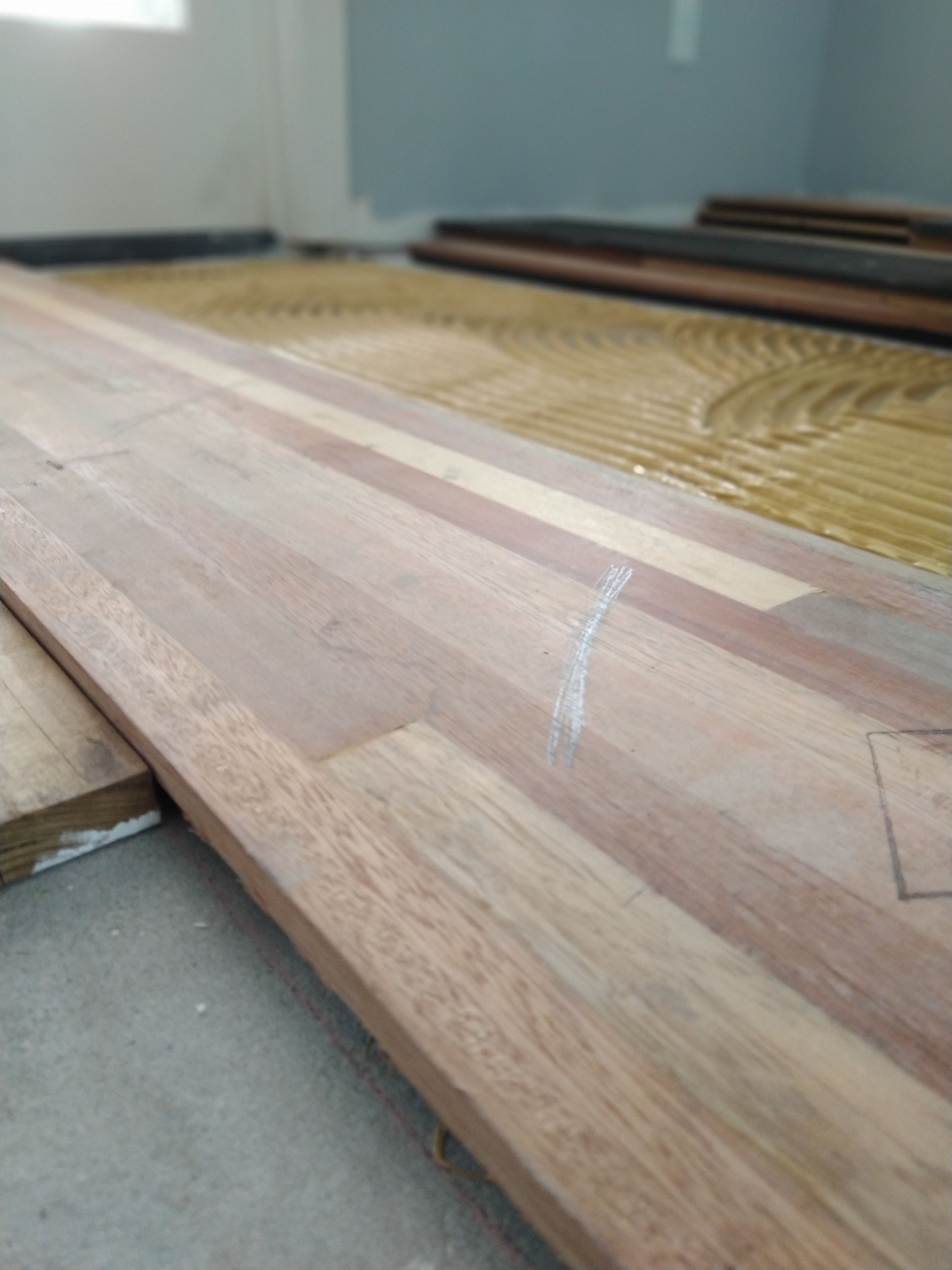 Wooden floor is being installed