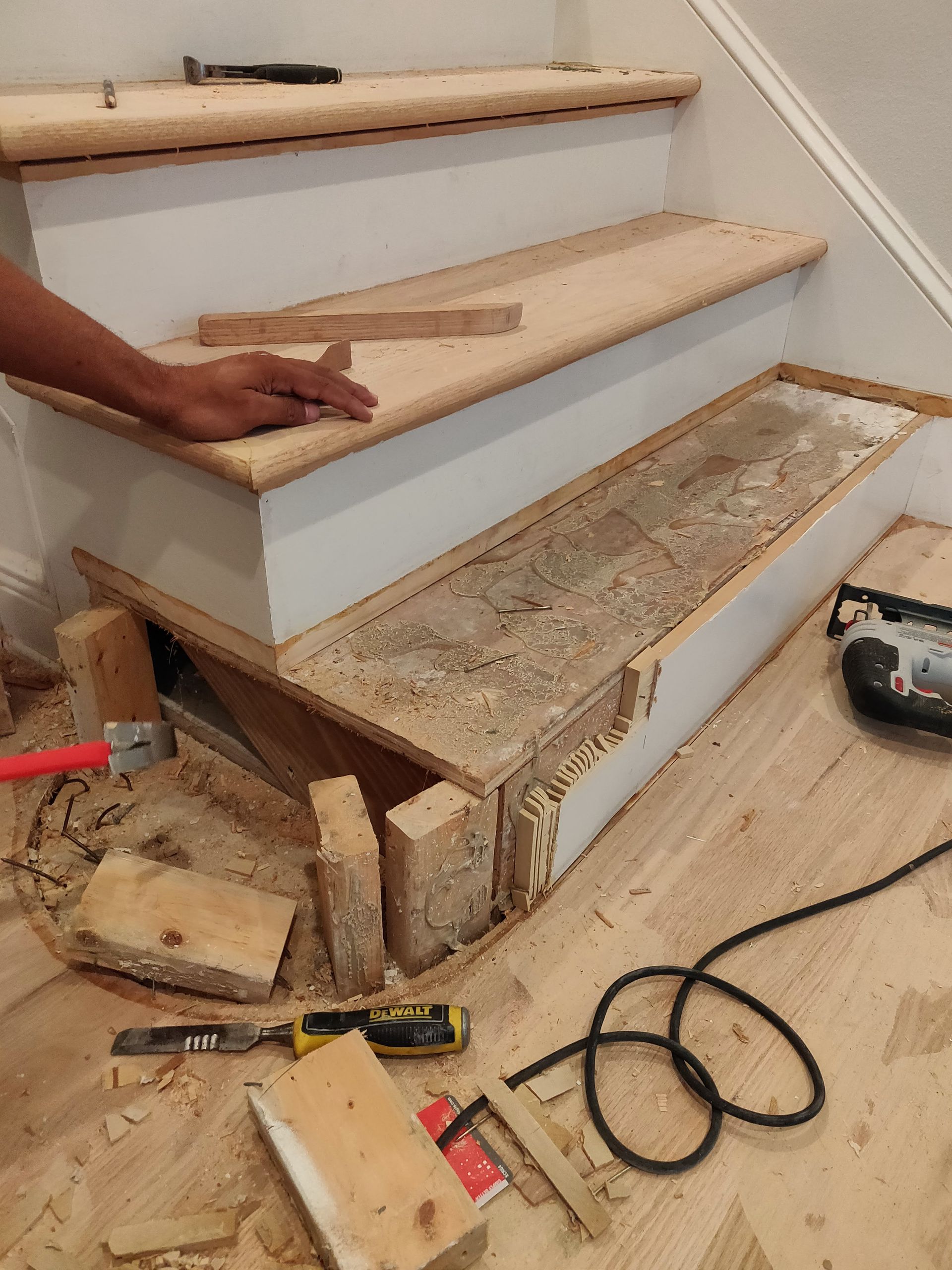 Working on a set of stairs