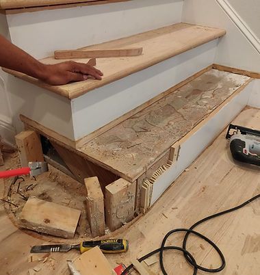 Working on a set of stairs