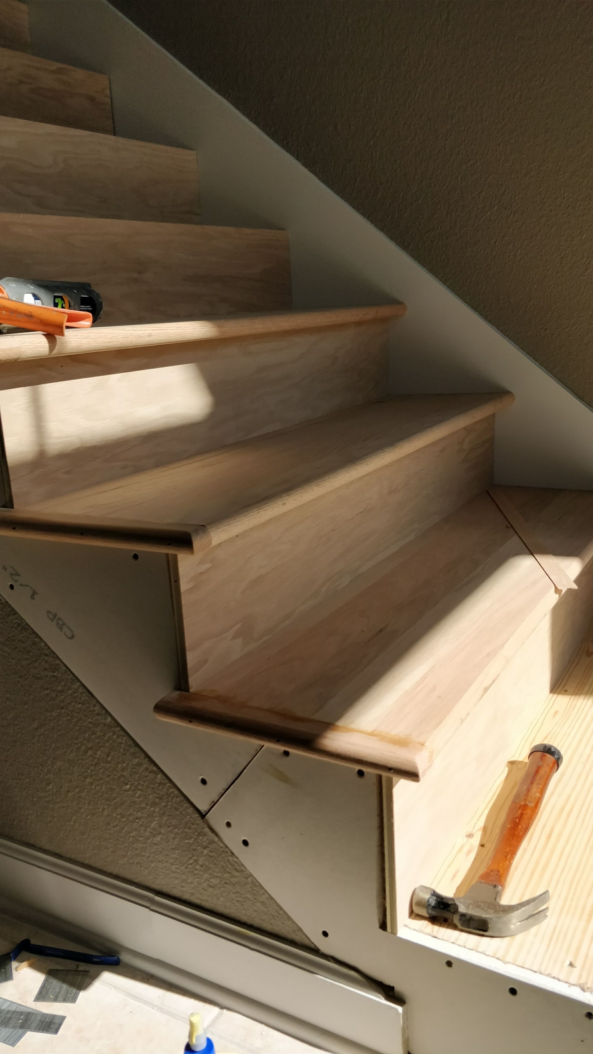 Wooden staircase is being built