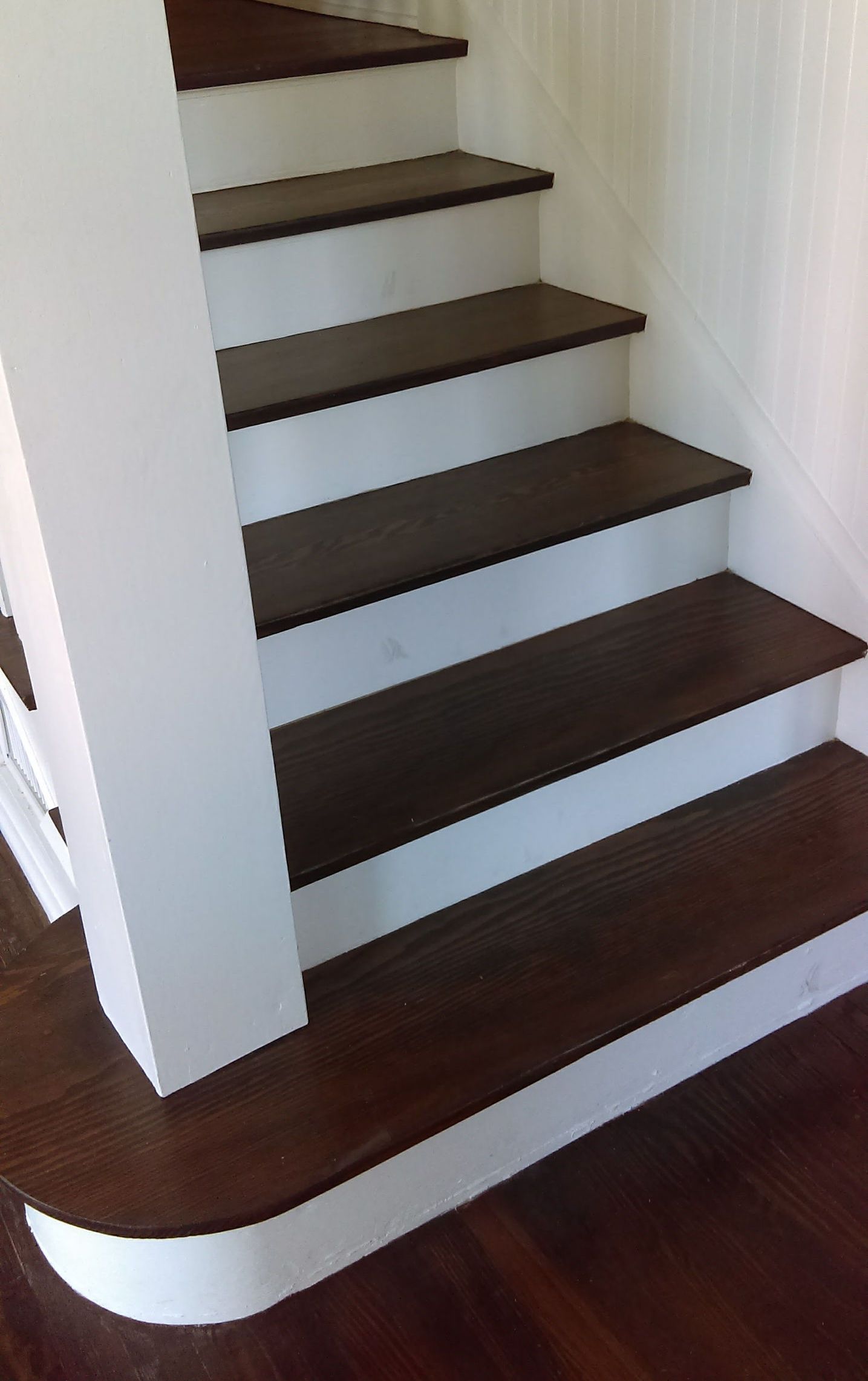 Wooden floor installed in stairs