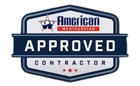 An american weatherstar approved contractor logo on a white background.