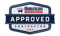 An american weatherstar approved contractor logo on a white background.