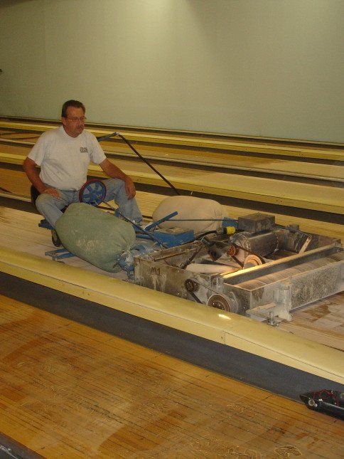 Dan working with the bowling flooring