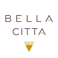 A logo for bella citta with a triangle in the middle
