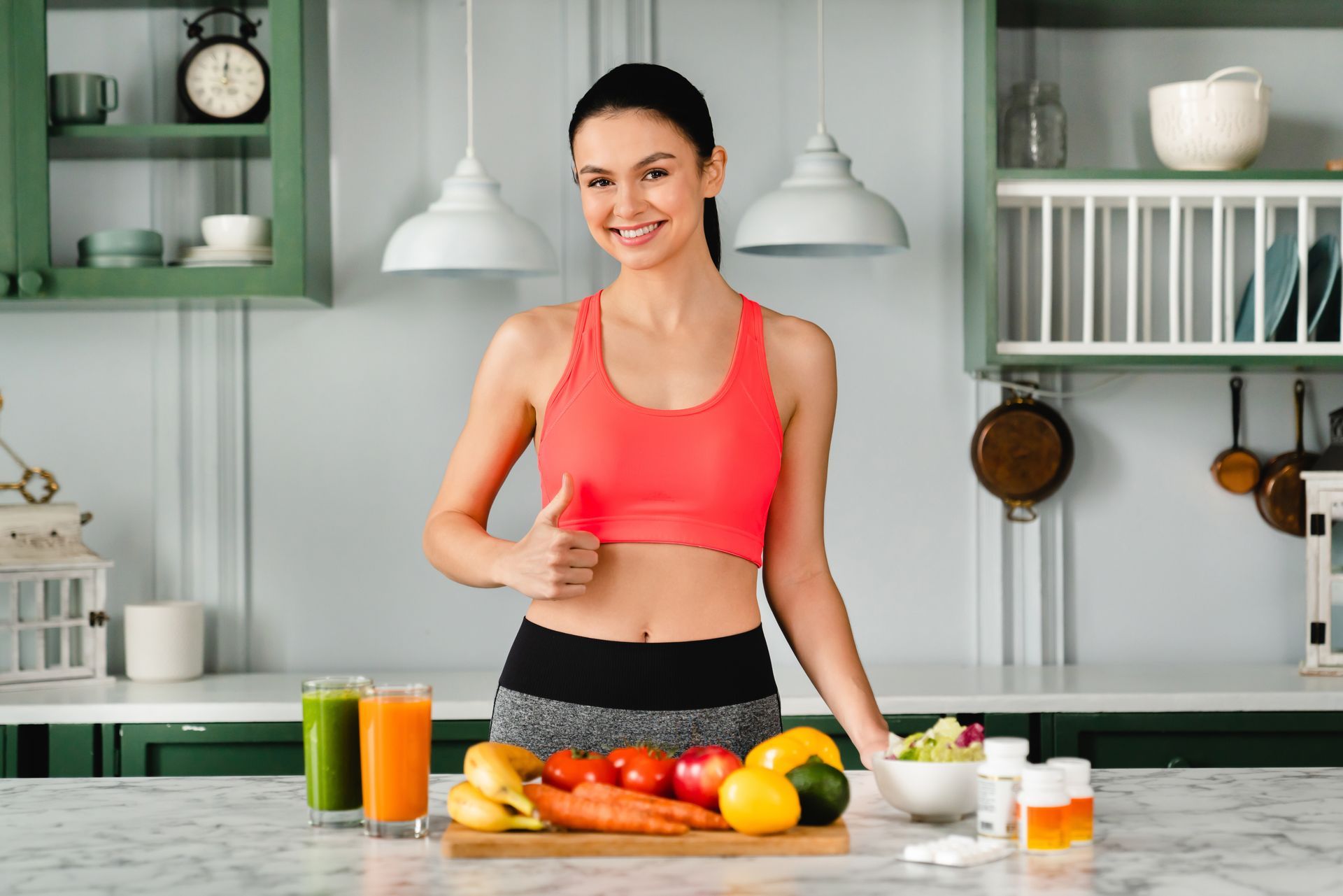 Fit woman preparing her food