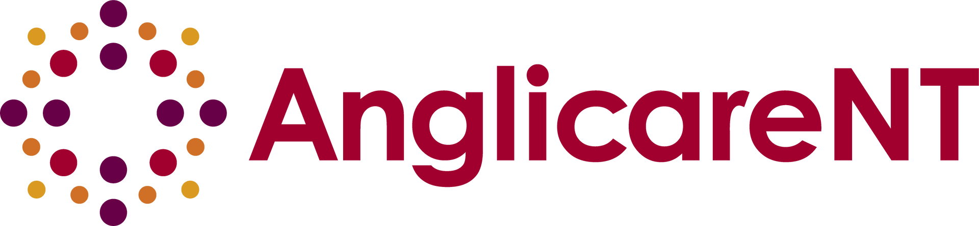 The AnglicareNT logo featuring a circular pattern of maroon and gold dots next to the text 