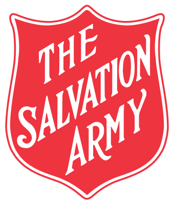 The red shield logo of The Salvation Army, featuring the organization's name in white lettering.