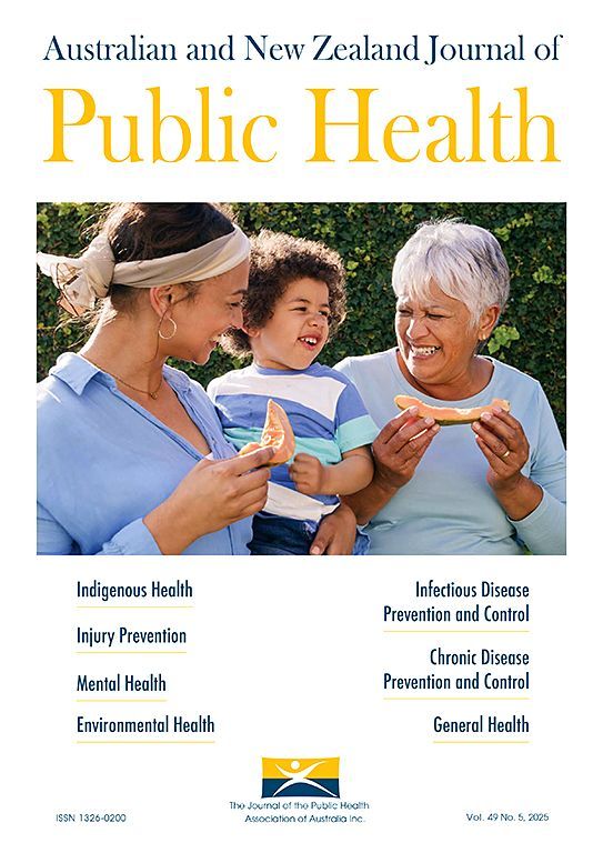 A journal cover featuring a woman, a child, and an older woman smiling while holding pieces of fruit outdoors.