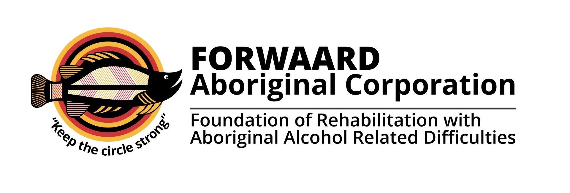 Logo for FORWAARD Aboriginal Corporation featuring an orange circular icon with a fish illustration and text.