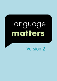 A speech bubble graphic on a light blue background reads 