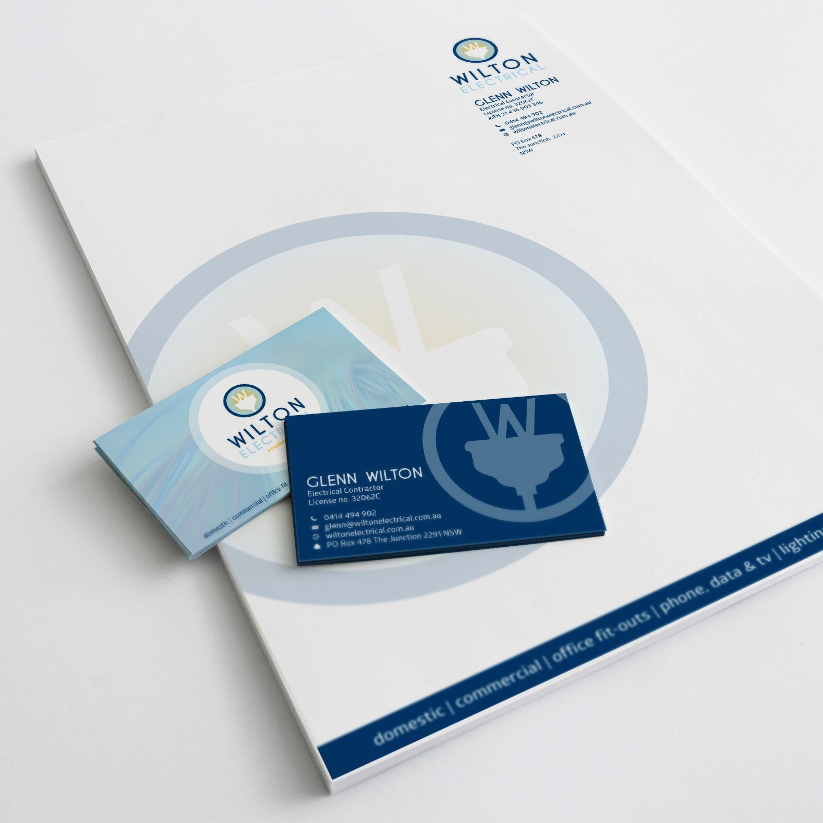 Wilton Electrical Letterhead and Business Card