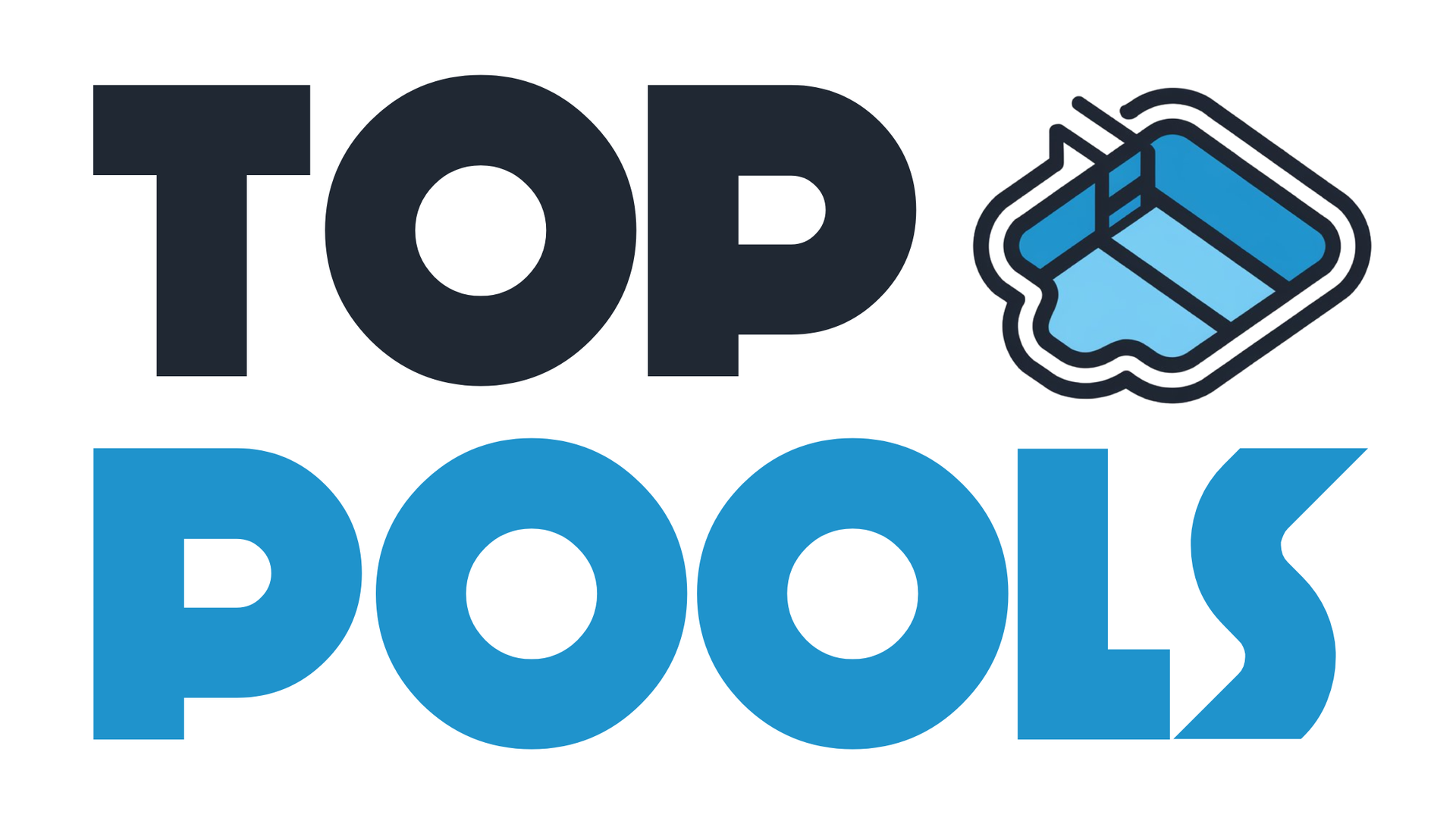 The logo for top pools is blue and black with a swimming pool icon.