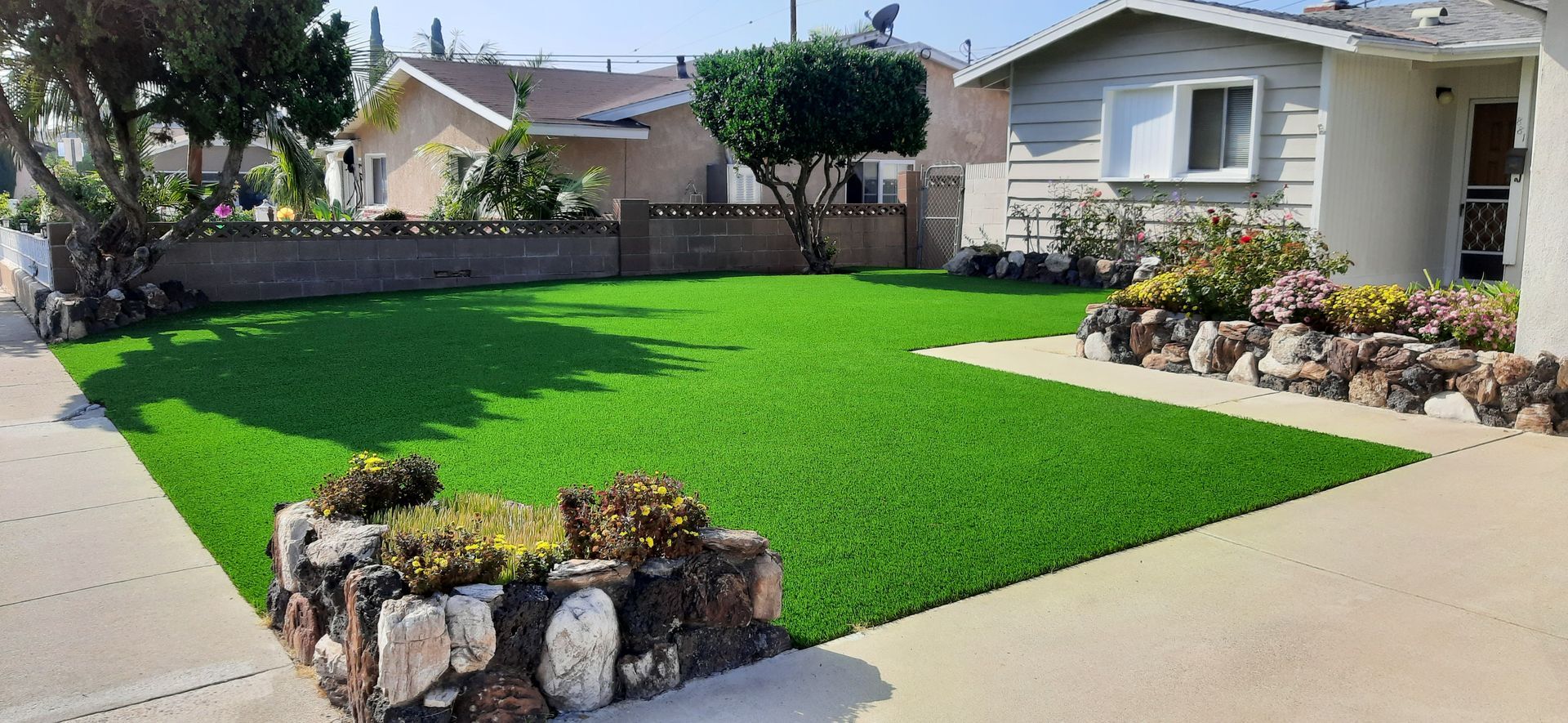 yard after installing artificial grass