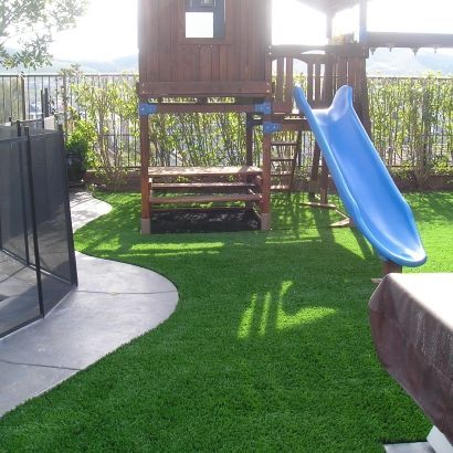 playground equipment and blue slide