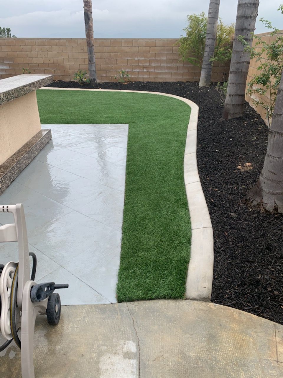 After we repaired  damaged artificial grass