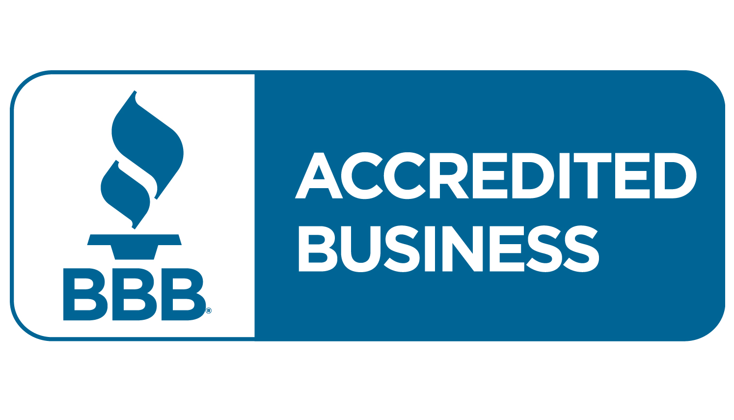 BBB logo: white flame over 