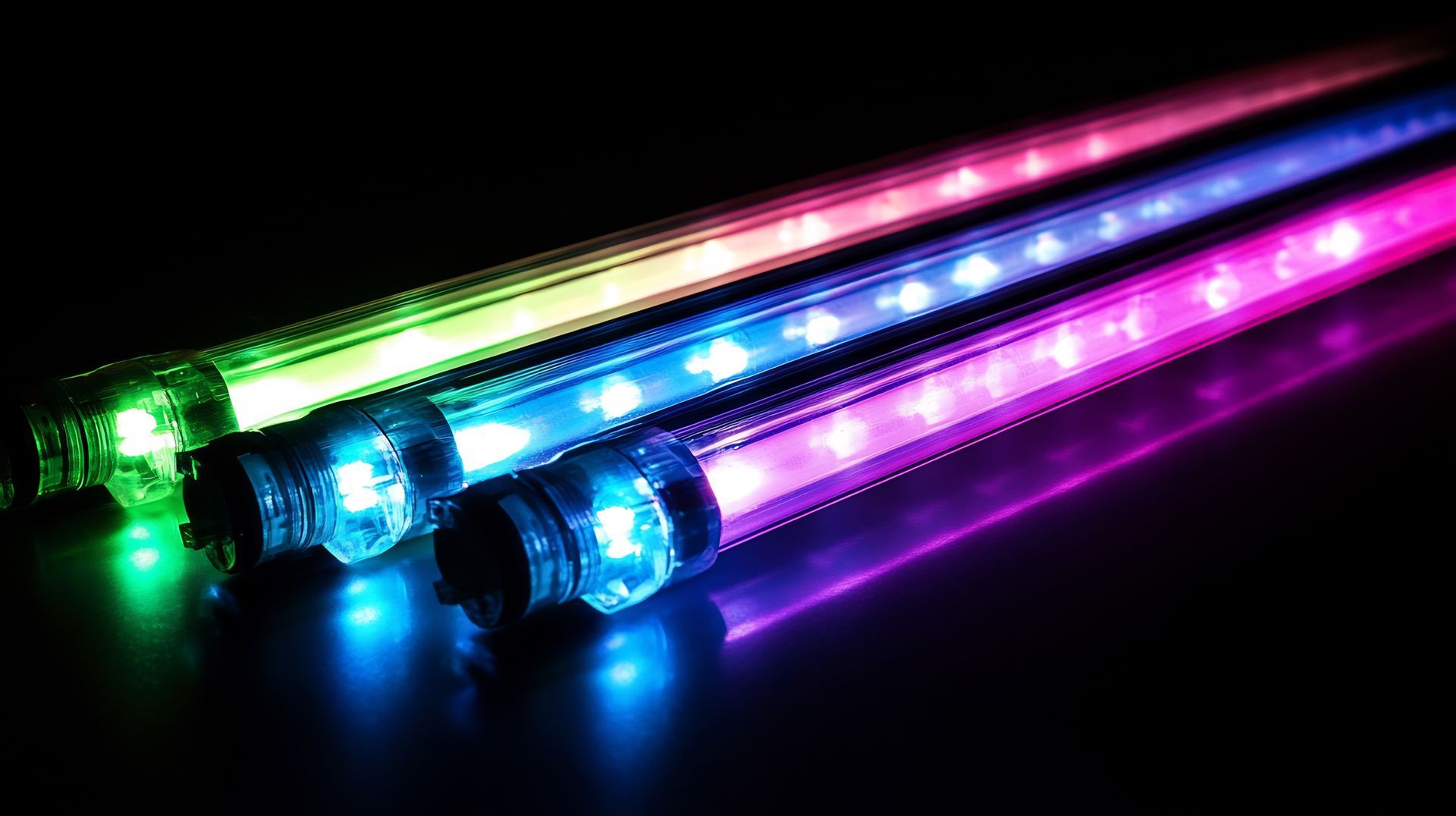 Neon Light Tubes Glowing in Vibrant Colors