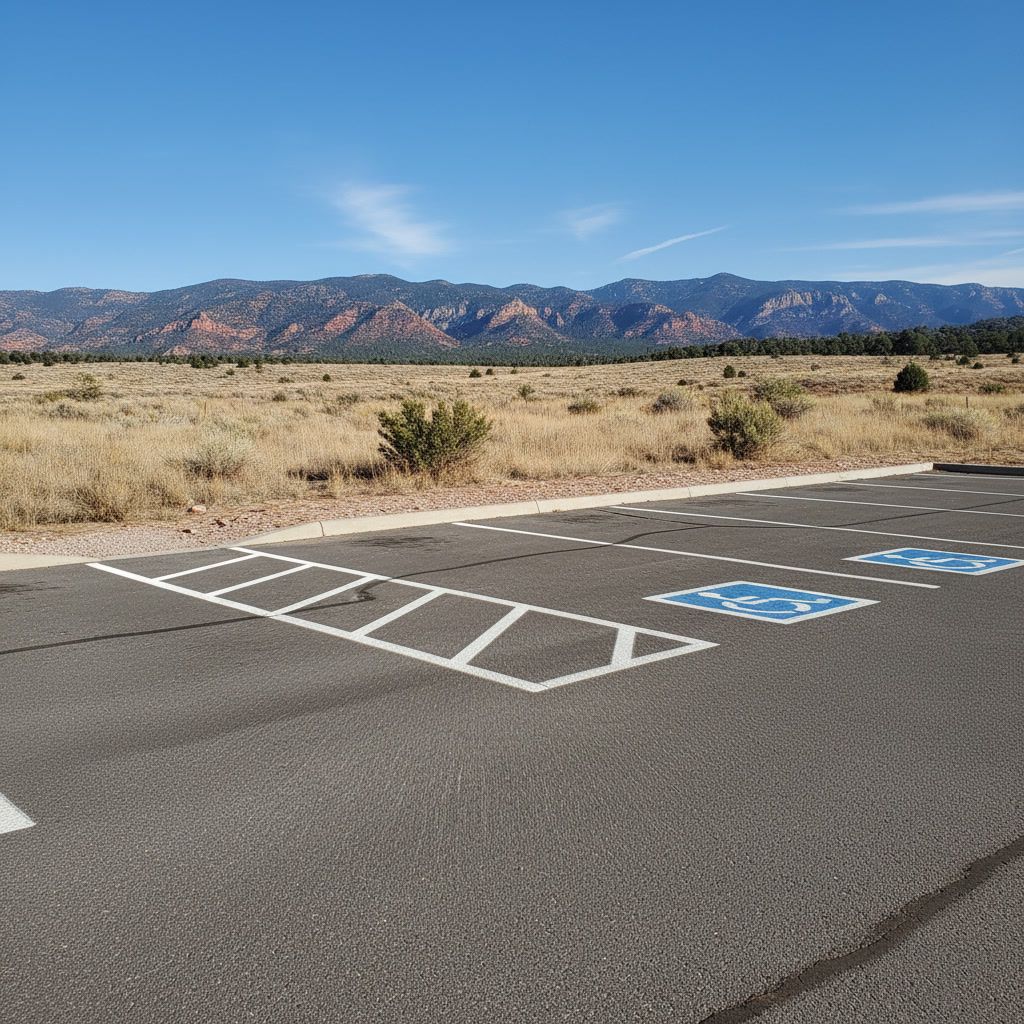 ADA parking spaces in Peoria AZ with access aisles and handicap symbols on asphalt