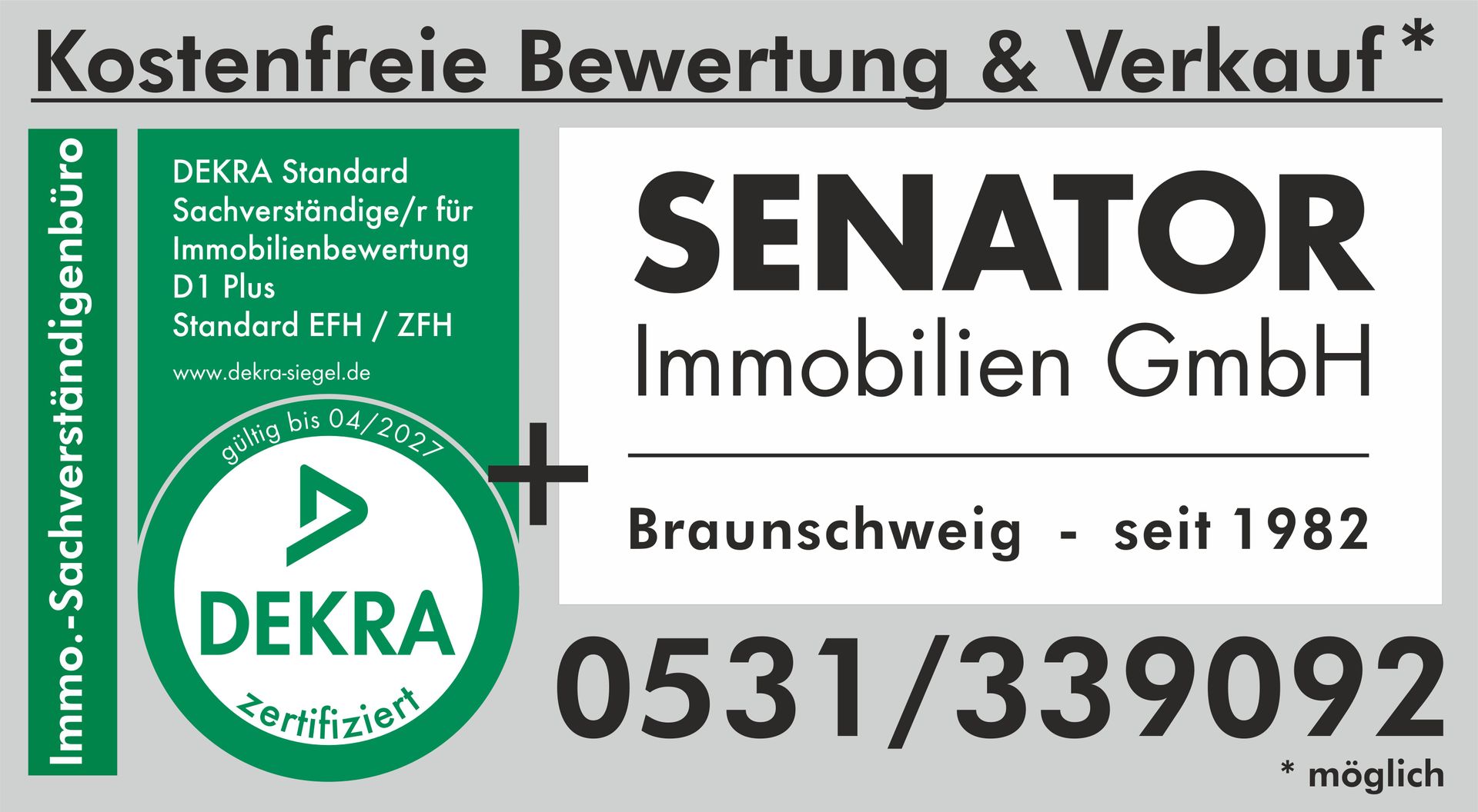 Ein grünes Schild mit der Aufschrift Senator Immobilien GmbH