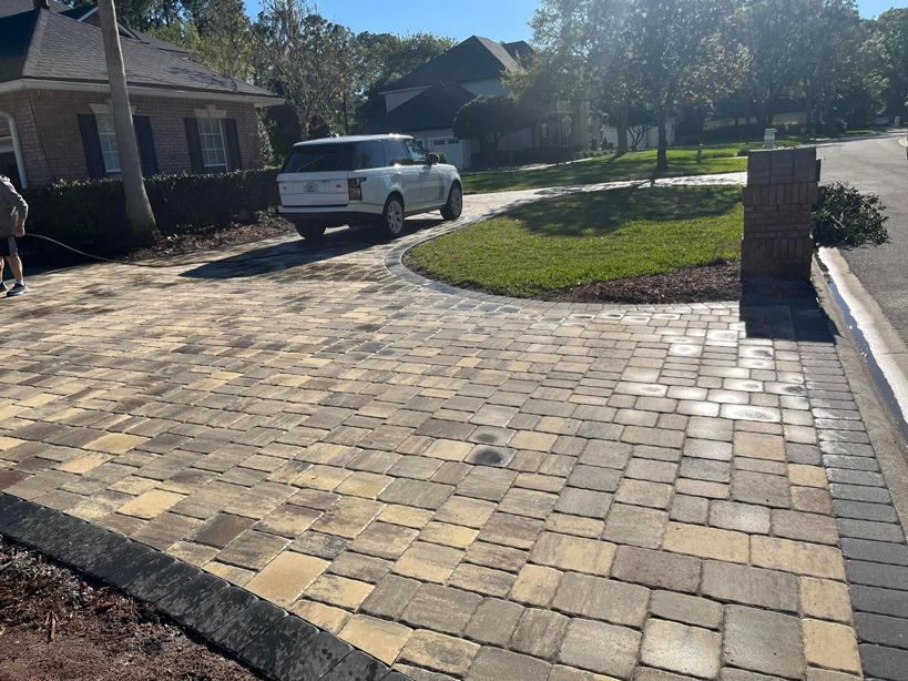custom paver circular driveway