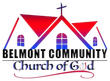 A dark blue logo featuring a church building with a cross atop it, held within an open hand.