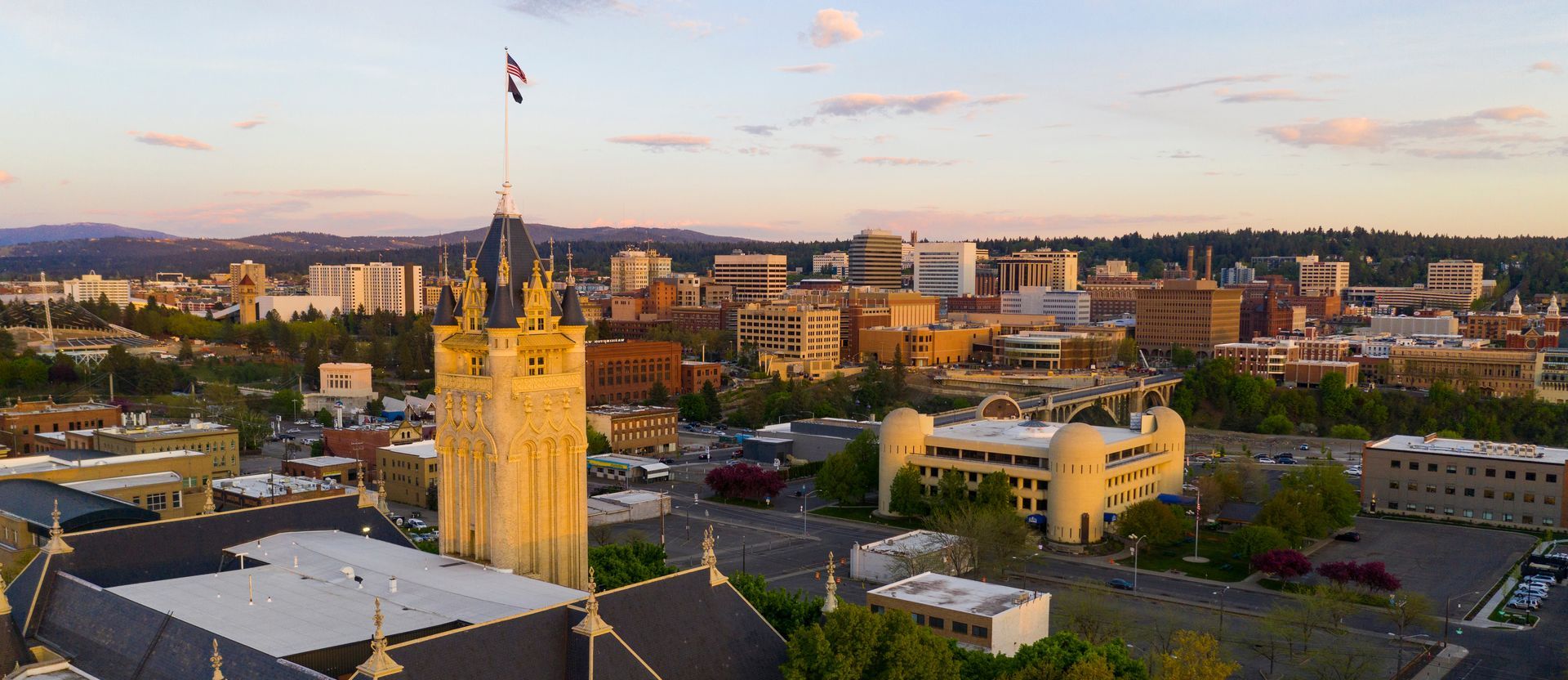 The Spokane, Washington (WA) skyline from downtown