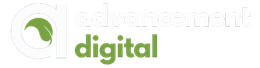 Logo with a green leaf in a circle, and the word “digital” below in green.