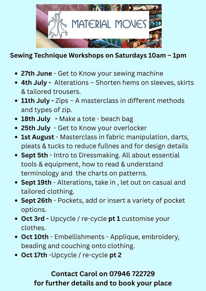 Sewing Workshops at Material Moves Autumn 2025