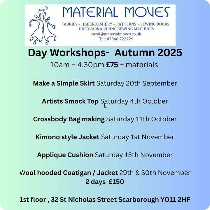 Sewing Workshops at Material Moves Autumn 2025
