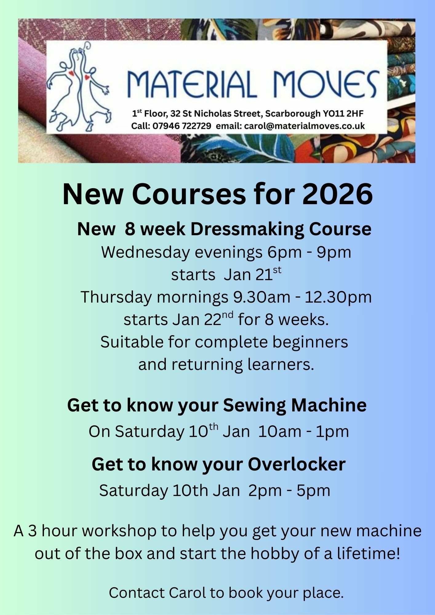 Sewing Workshops at Material Moves Autumn 2025
