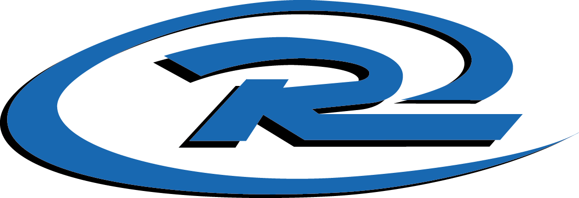 The Rush soccer logo is in a blue circle and letter r on a white background.