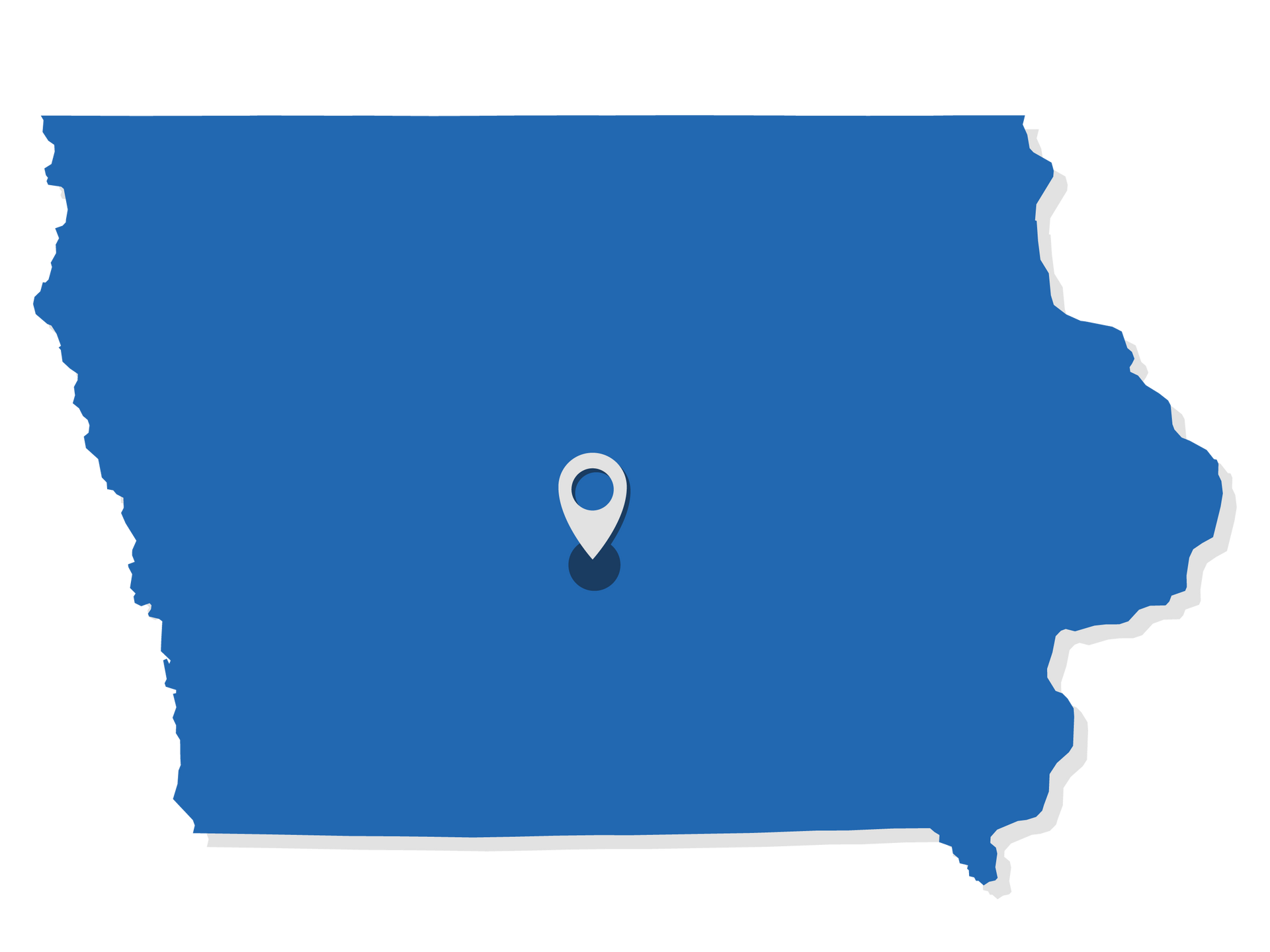 Map of Iowa with locator pin in Ankeny representing Iowa Rush