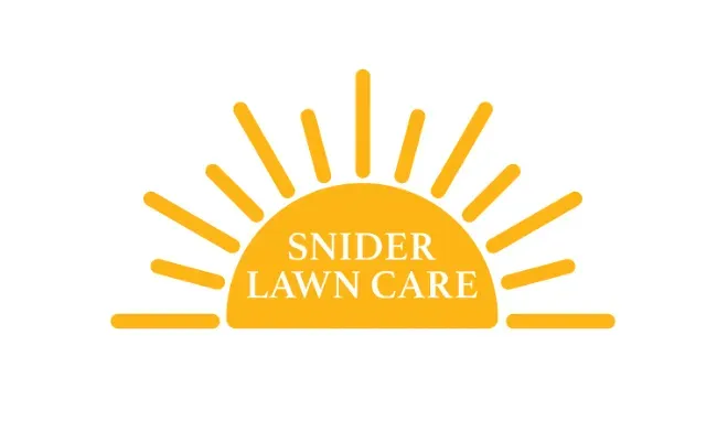 A yellow logo showing a rising sun with the text "SNIDER LAWN CARE" in the center.